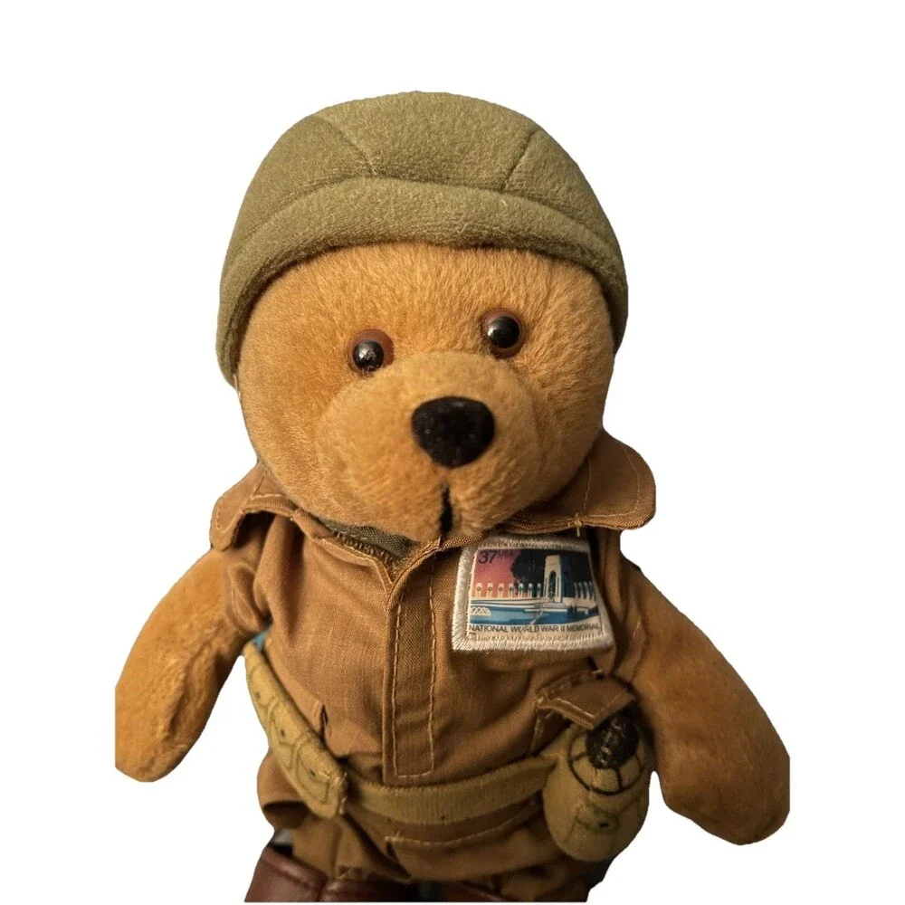 Vintage Washington DC Soldier Teddy Bear Souvenir Plush/Monument Patch Military